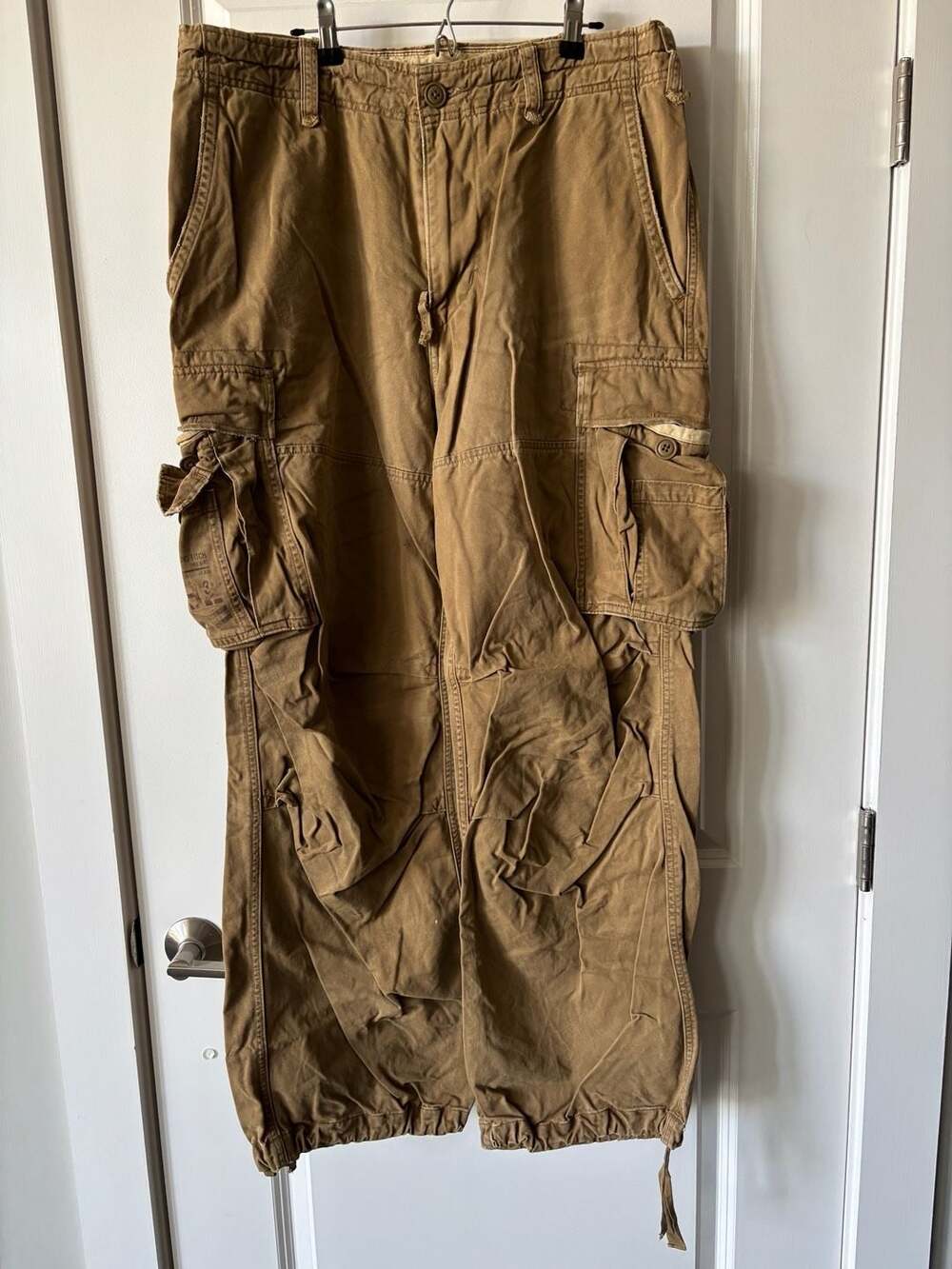 Abercrombie & Fitch 2003 VTG Paratrooper Military Cargo Pants Size 34L Dark Khak